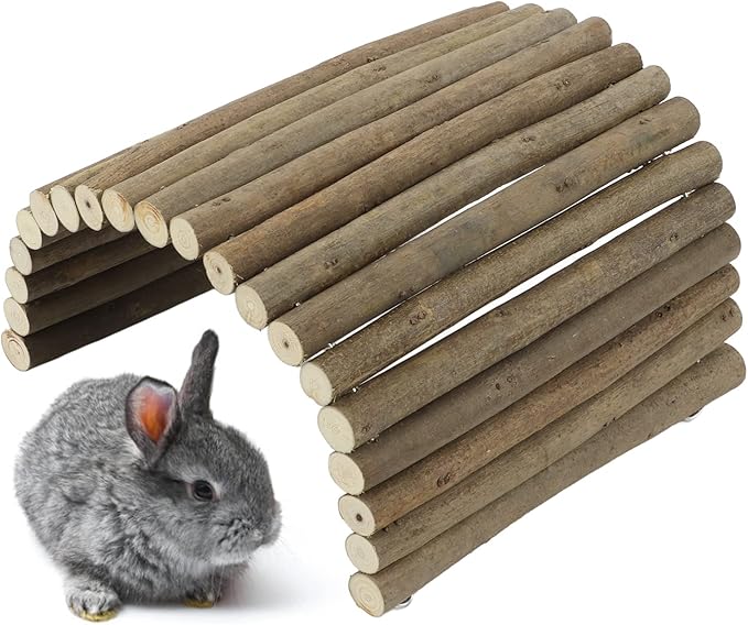 Tnfeeon Wooden Hamster Bridge,Shrub Rodents Chewing Climbing Tunnel Small Animal Bendy Bridge Ramp Hut Hideout for Guinea Pigs Hedgehogs Chinchillas and Other Rodents