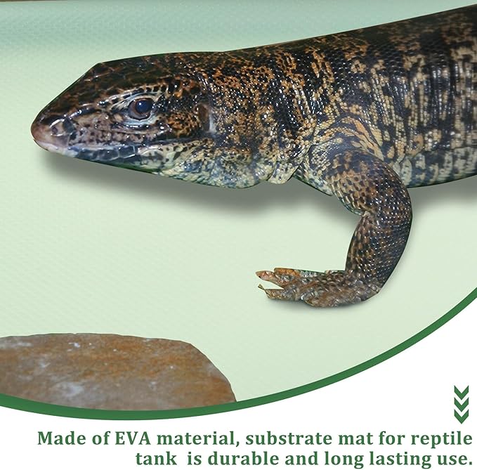 Luxshiny Non-Slip EVA Reptile Carpet Mat Terrarium Substrate Pad for Bearded Dragon Leopard Gecko Snake Tortoise Bedding Easy-Cut Light Colored Aquarium Liner Accessories