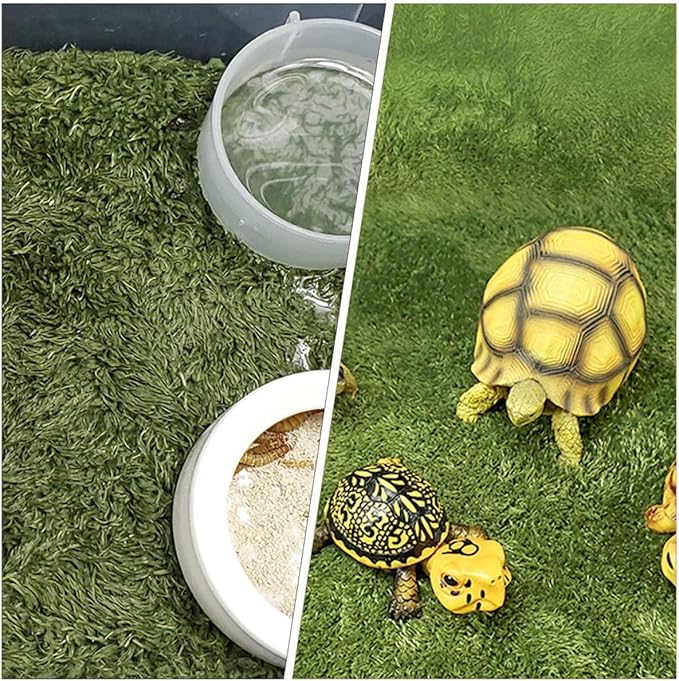 Toyvian Lifelike Fake Lawn Mat for Reptiles Pet Terrarium Carpet Washable and Reusable Grass Substrate for Amphibians and Tortoises Easy to Fit Any Habitat