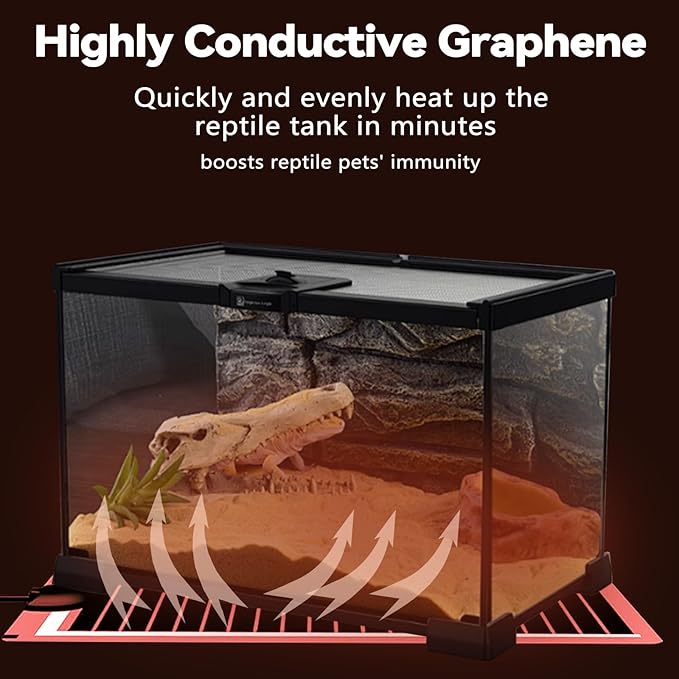 Hamiledyi Reptile Heat Pad Heating Pad Under Tank Hermit Crab Heater Hygrometer Thermometer Heat Mat for Lizard Snake Gecko Turtle Frog Spiders (7W)