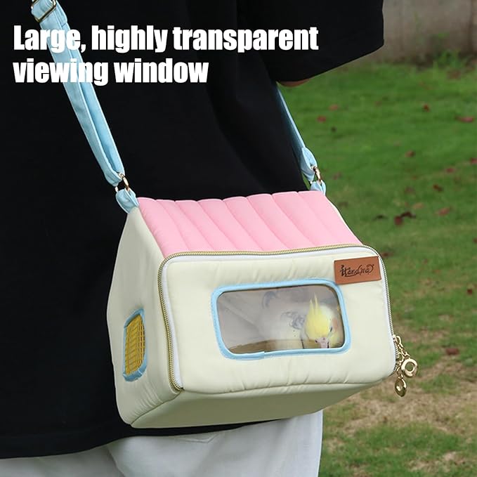Bird Travel Carrier - Portable Breathable Warm Pet Supplies with Stainless Steel Tray | Bird Carrier Travel Cage | for Animal Pigeon Offices Outing Vehicle Car Road Trip Daily Indoor Outdoor