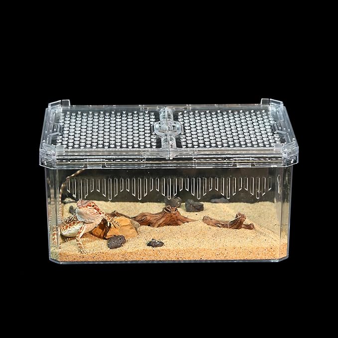 【No Assembly】 Breathable and Secure Reptile Tank with high Transparency - Ideal Container House for Hermit Crab, Tarantula Enclosure, Cricket Habitat or Jumping Spider Habitat (S)