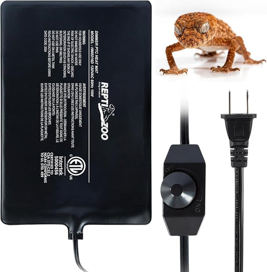 REPTI ZOO 8" X 12" Reptile Heat Pad Fast Heating Pad with Adjust Knob 16W Reptile Heat Mat for Turtles/Hermit Crabs/Bearded Dragons/Leopard Geckos/Snakes/Lizards, and Seed Germination