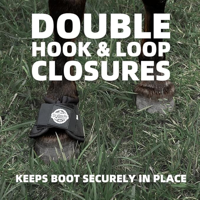 Protective Bell Boots for Horse, Shock Absorbing Hoof Protective Overreach Boot with Anti-Spin Fastening Optimal Protection,Durable & Comfortable,Quick Wrap Hook & Loop