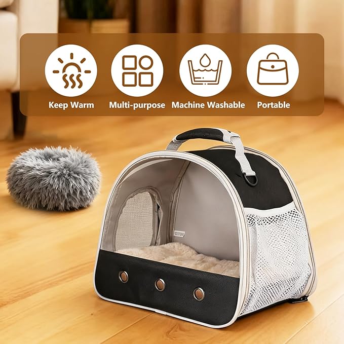 2-Pack Guinea Pig Carrier and Burrowing Bed, Portable Small Animal Cage with Clear Window, Plush and Fluffy Hideaway Pet Bed for Piggies, Hamster