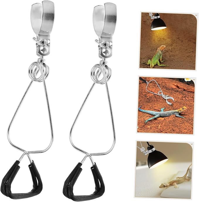 SUPVOX 5sets Reptile Lamp Stand Heat Lamp Holder Dual Reptile Light Fixture Clamp for Easy Install 2pcs*5