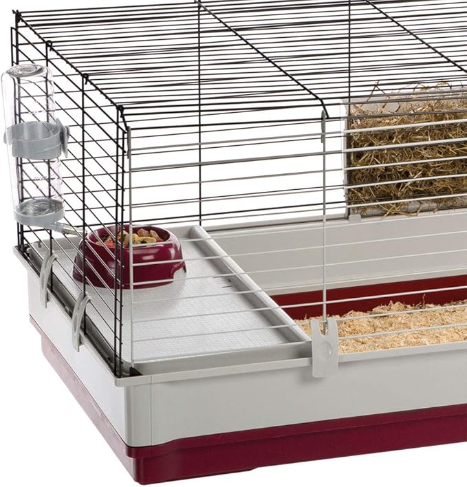 Ferplast Krolik Extra-Large Rabbit Cage w/Wire Extenstion | Rabbit Cage Includes All Accessories & Measures 55.9L x 23.62W x 19.68H & Includes All Accessories | 1-Year Manufacturer's Warranty