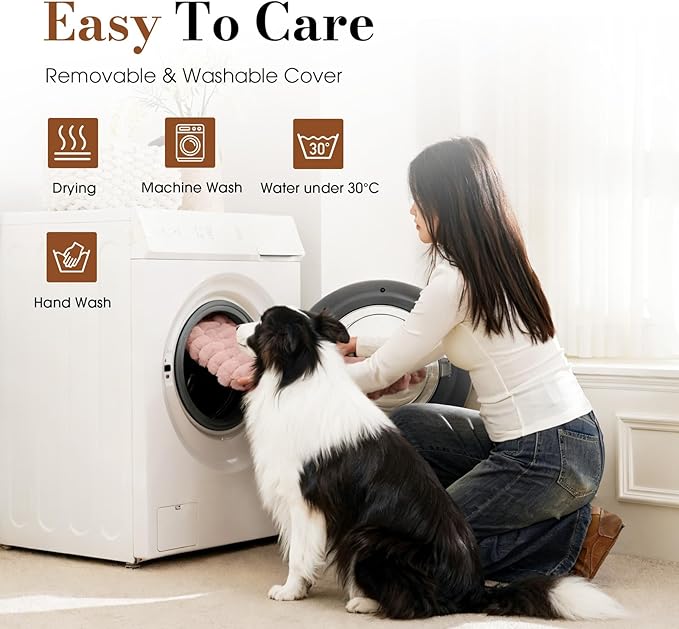 Orthopedic Dog Bed Medium Size Dog, Pet Beds with Waterproof Lining, Soft Short Plush Surface & Egg Crate Foam, Machine Washable Pet Mat with Removable Cover & Anti Slip Bottom