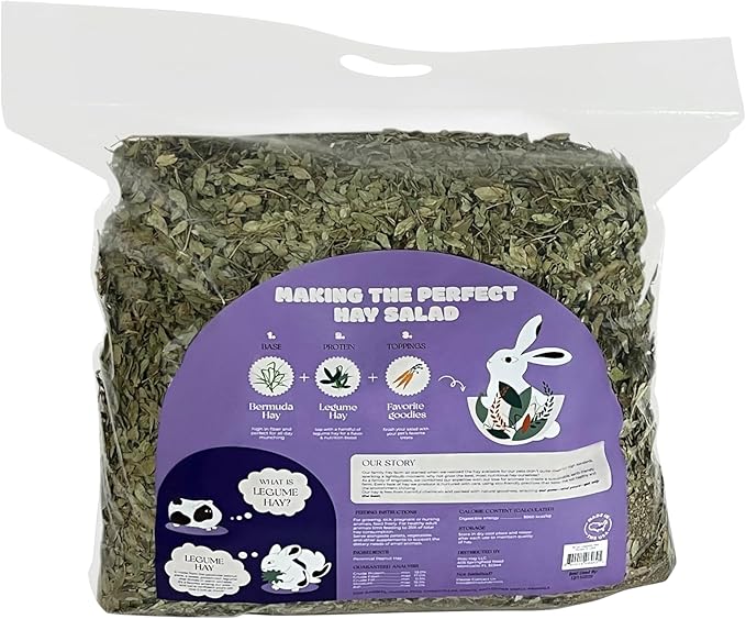 Legume Hay – Premium Perennial Peanut Hay for Rabbits & Small Pets – Sweet, Appetizing Flavor, Nutrient-Rich, All-Natural, Hand-Packed on Family Farms (80 Ounces)