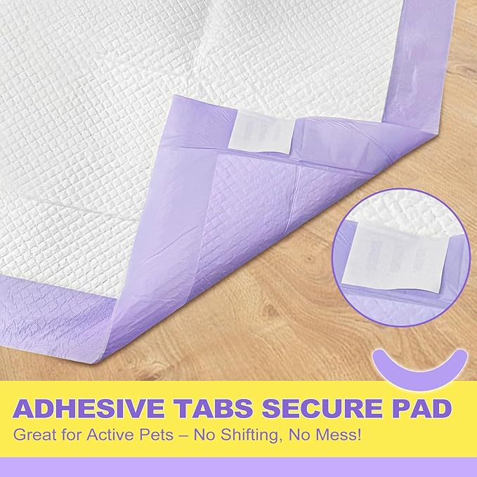 MIZOK Dog Pee Pads 36x36in, Extra Large Pee Pads for Dogs, Keeps Fresh & Clean, Ultra Absorbent Up to 11 Cups, 6 Layers Leak-Proof, Purple Lavender Color (30 Counts)