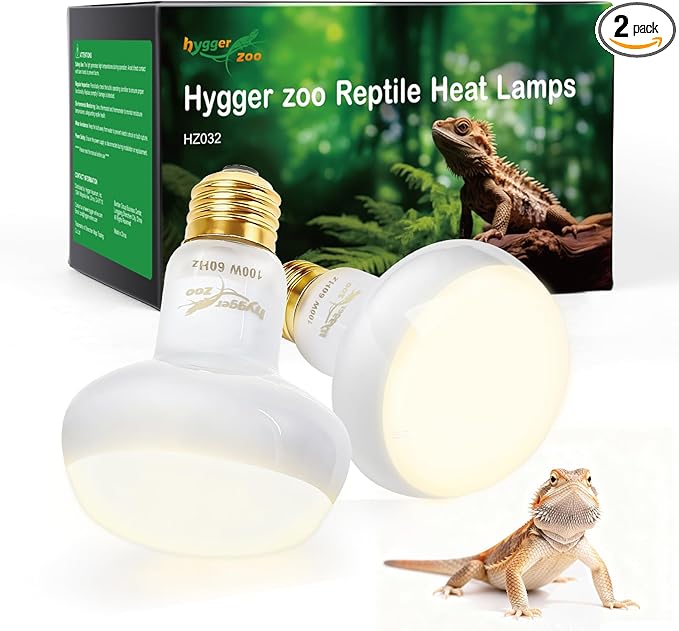 Reptile Heat Lamp, 2 Pack 100W Simulated Natural Sunlight Heat Lamp Bulbs Reptile Warm Light Lamps UVA Daylight Basking Light for Bearded Dragon Chameleon Turtle Snake Gecko Lizard Chicken, White