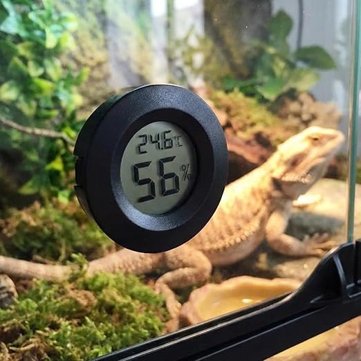 Reptile Tank Thermometer 4-Pack Reptile Thermometer and Humidity Gauge, Round LCD Digital Digital for Tank, Terrarium, Greenhouse