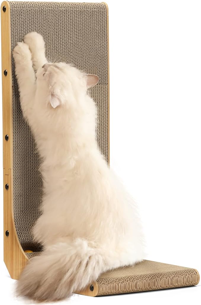 FUKUMARU Cat Scratcher, 26.8 Inch L Shaped Cat Scratch Pad for Indoor Cats by FUKUMARU