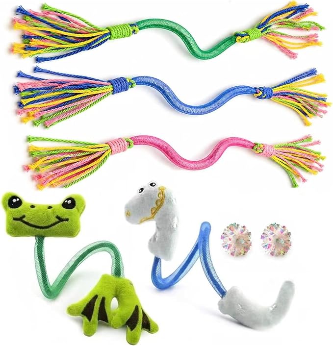 Interactive Catnip Toys for Indoor Cats, Cat Chew Rope Toy for Teeth Cleaning, Cat Crinkle Balls for Kitten Training and Play, Cat Toys Set for All Breeds 7Pack by Unknown