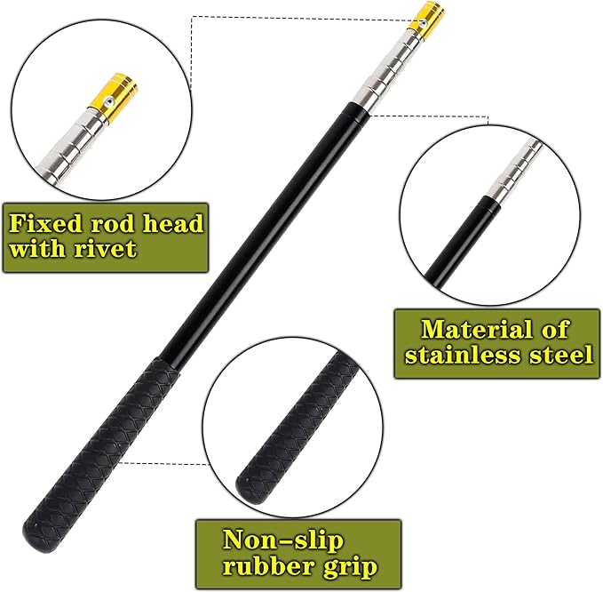 22"~64" Snake Hook Reptile Catcher Stick Tongs Rattlesnakes Grabber Pick-up Handling Tool Kit for Catching Controlling or Moving Python Copperhead (Small Snake Hook - Black)