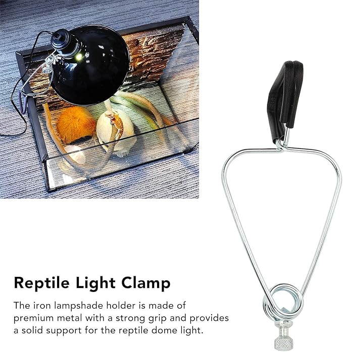 2 Sets Reptile Lampshade Holder, Adjustable Clamp Lamp Stand Iron Clamp Stand Fixture Heat Dome Light Bracket for Reptile Pets