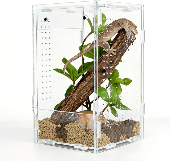 5x5x8 Reptile Tank – Acrylic Reptile Enclosure Terrarium for Crested Gecko, Lizards, Spiders & Snakes – Clear Lizard Habitat Terrarium