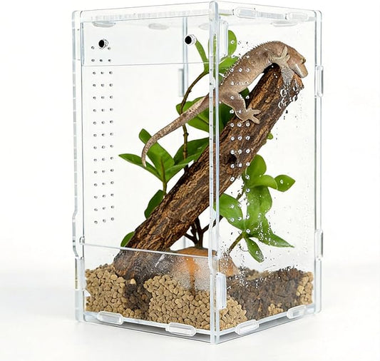 5x5x8 Reptile Tank – Acrylic Reptile Enclosure Terrarium for Crested Gecko, Lizards, Spiders & Snakes – Clear Lizard Habitat Terrarium