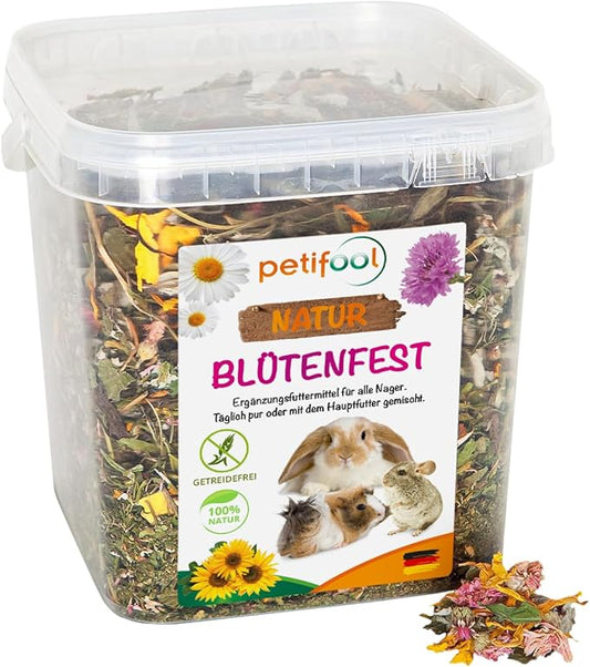 GIGATEMP petifool Blütenfest 380g - Ergänzungsfutter für Nager - natürliches Nagerfutter für Kaninchen, Meerschweinchen, Hamster, Chin