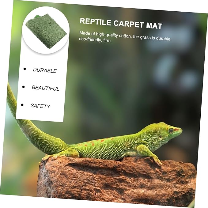 Totority 2pcs Reptile Habitat Cushion Moss Carpet Mat Simulation Substrate Liner Washable Reusable for Lizard Tortoise Frog Terrarium Bedding