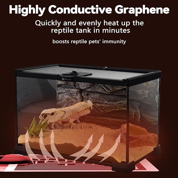 Hamiledyi Reptile Heat Pad Heating Pad Under Tank Hermit Crab Heater Hygrometer Thermometer Heat Mat for Lizard Snake Gecko Turtle Frog Spiders (5W)