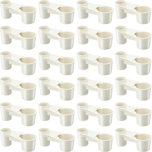 LemonRoad 24 Pcs Bird Drinker Feeder Cups Plastic Water Bottle Cup for Cage Ideal for Pigeon Bottle Chicken Quail Poultry Waterer Accessories (White)