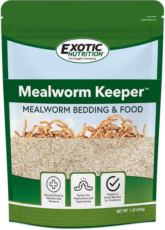 Exotic Nutrition Mealworm Keeper - Healthy Bedding & Feed for Breeding Live Feeder Mealworms… (1 lb)
