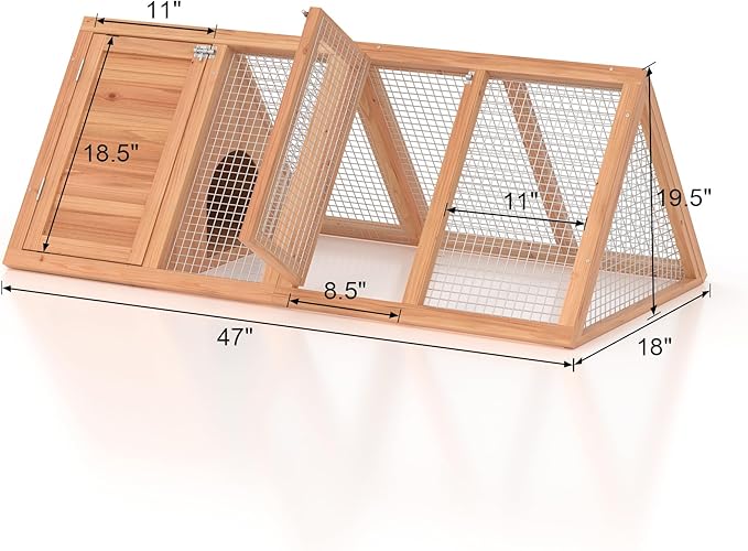 Outdoor Rabbit House Bunny Chicken Coop Wooden Small Animals Quail Cage Hamster Pet Run Cage Poultry Hutch with 2 Doors (46")