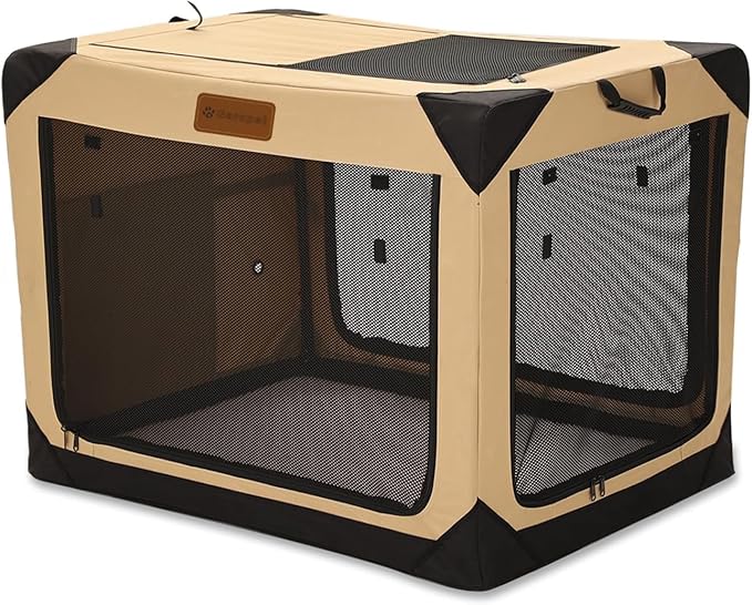 Garnpet Soft Dog Crate for Small Dogs, 4-Door Foldable Collapsible Dog Crate with Soft Sides, Indoor & Outdoor Travel Dog Kennel