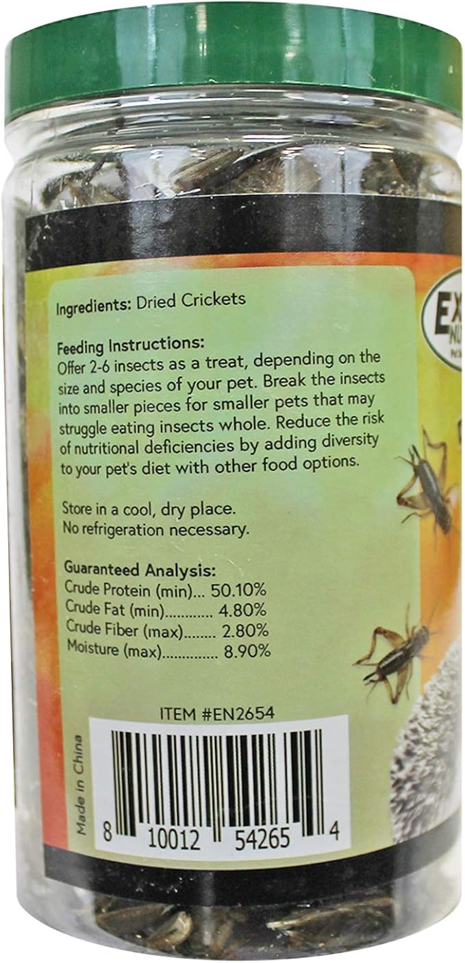 Cricket Crunch (3.2 oz.) - All Natural Healthy High Protein Insect Treat - Chickens, Birds, Hedgehogs, Bluebirds, Reptiles, Sugar Gliders, Opossums, Skunks, Lizards, Fish, Turtles, Amphibians