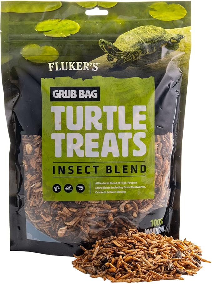 Fluker's Grub Bag Turtle Treats, Insect Blend, High Protein Freeze Dried River Shrimp, Crickets, and Mealworms, For Aquatic Turtles, Amphibians, and Reptiles, 12 oz