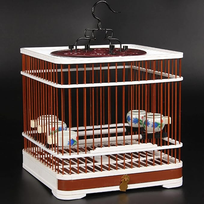 Bird Cages New Model Steel Shellfish Cage Embroidery Dianchin Jade Yellow Bird Accessories Bath Cage Spring Drawer Bird Carrier