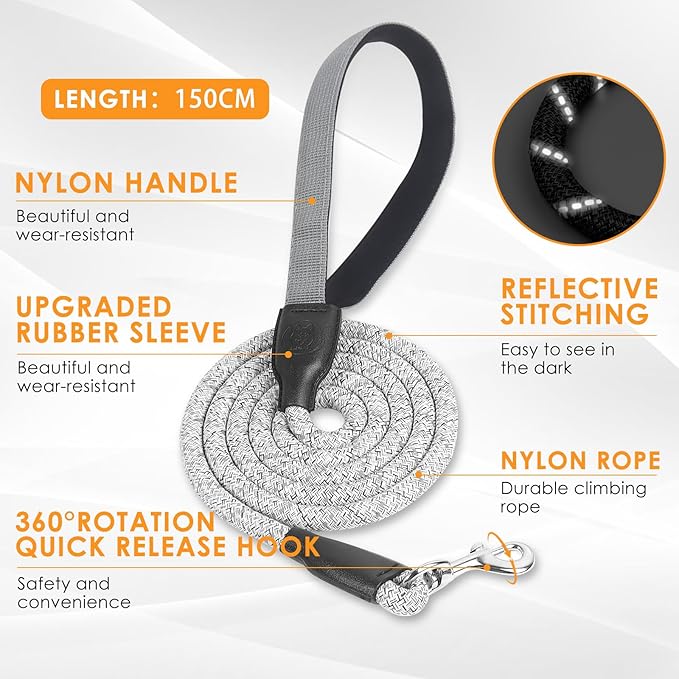 Dog Harness and Leash Set, No Pull Saddle Style Pet Harness, Breathable Mesh Adjustable Reflective Dog Vest for Dogs and Cat Medium Small Harness 2 D-Rings (Grey, L)
