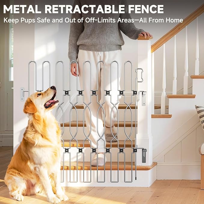 Snagle Paw Extra Tall Metal Retractable Door Barrier, 36.2" Wide 35" Tall Safety Dog Gate for Front Door,Easy Install Retractable Pet Gate for Recreational Vehicle,Doorways