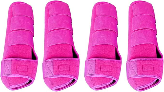 Generic 4Pcs Horse Boots Leg Protectors Adjustable Comfortable Neoprene Reusable Breathable Horse Protectors Equipment Set, Rose Pink, M