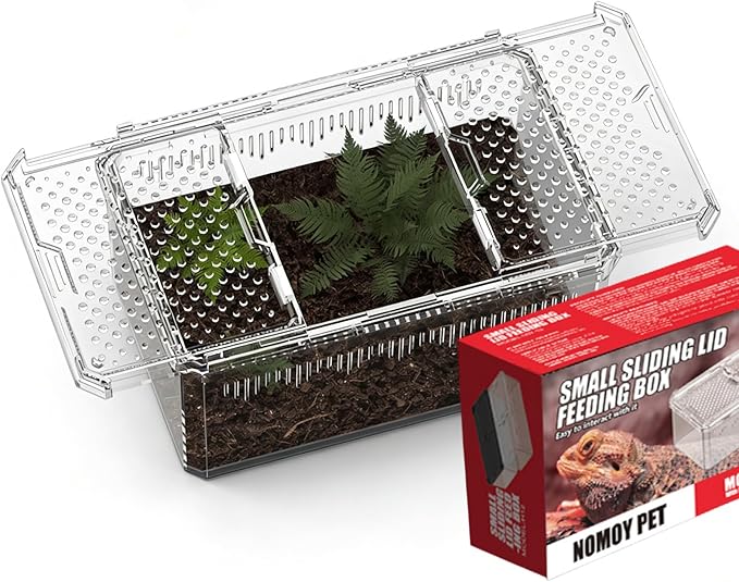 XIGETRAIL Transparent Portable Reptile Terrarium Habitat, Reptile Feeding Box for for Gecko, Tarantula, Scorpion, Spider, Hermit Crab,Frog (12" x 7.7" x 5.1" White)