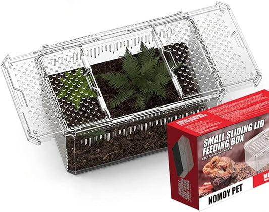 XIGETRAIL Transparent Portable Reptile Terrarium Habitat, Reptile Feeding Box for for Gecko, Tarantula, Scorpion, Spider, Hermit Crab,Frog (12" x 7.7" x 5.1" White)