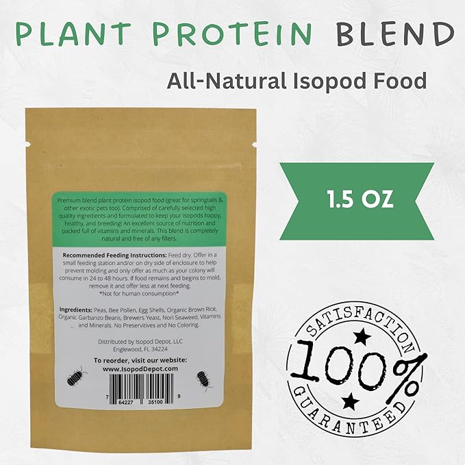 Iso Chow Plant Protein Blend 1.5 oz - Premium Isopod Food, Isopod Treat, Springtail Food