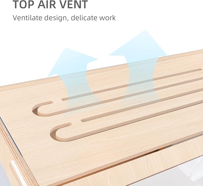 Niteangel Vista Hamster Cage W/Oblique Opening Cage Door - MDF Aspen Small Animal Cage for Syrian Dwarf Hamsters Degus Mice or Other Similar-Sized Pets (Large - 47.1 x 22.7 x 26.9 inches, Burlywood)