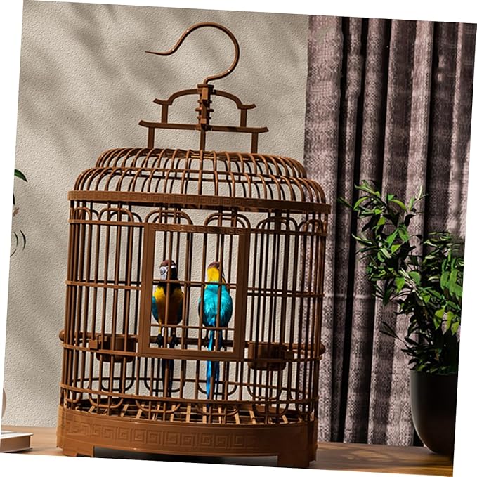 Vintage Birdcage Villa Large Decorative Plastic Cage for Parakeets Budgies Cockatiels Travel Indoor Use