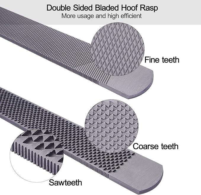 Hoof Rasp for Horses, Horseshoe File, 18 Inches Black Farrier Hoof Rasp Tool with Handle, Suitable for Repair Horse Hooves, Goat Hooves, Cow Hooves and Wood Working
