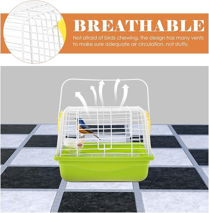 SUPVOX Portable Metal Bird Carrier Cage with Ventilated Wire Design Comfortable Travel Parrot Cage for Parakeets Lightweight Carrying Case for Outdoor Walks Hiking and Camping