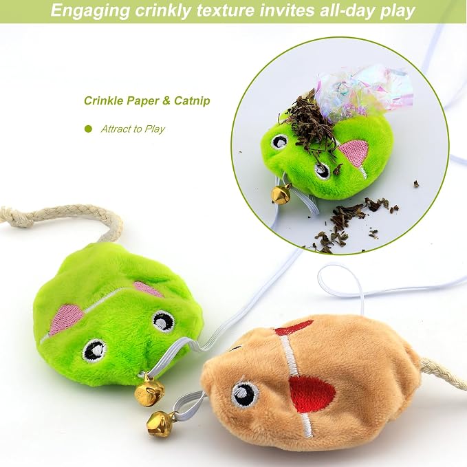 Interactive Cat Toy Wand with Catnip Mouse, Cat Teaser Wand Rainbow String for Bored Indoor Adult Cats and Kittens (5 Pack) - Image 6