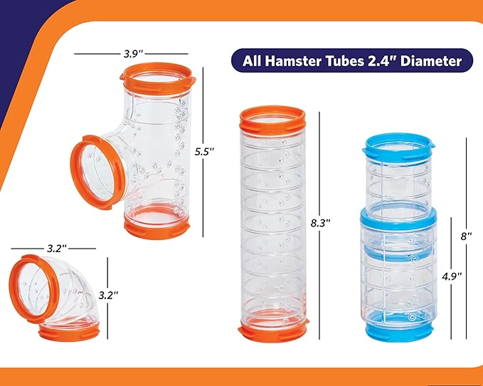 MidWest Homes for Pets Curvy Hamster Tube Value Pack, Compatible on All Midwest and Ferplast Hamster Cages, Model FP-CTVP