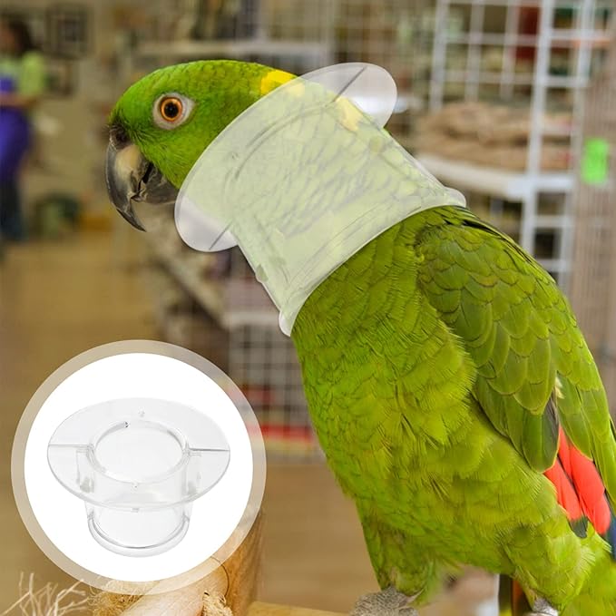 Baluue Parrot Neck Collar, Plastic -bite Collar Clear Feather Protector Prevent Grab Lick Healing Safety Cone Collar for Macaw Cockatoo Parrot Large