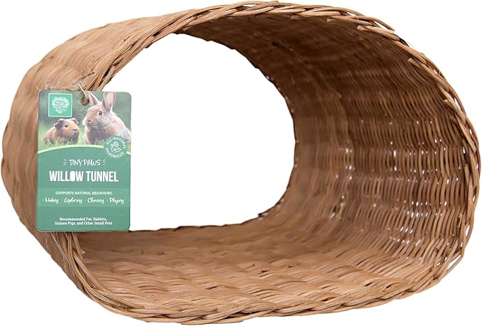 Small Pet Select Tiny Paws Jumbo Willow Tunnel, for Guinea Pig, Rabbit, Bunny, Toys, Hideout Tunnel, Cage Accessories, 13.5x12x9.5
