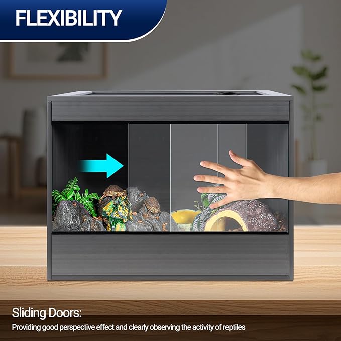 34 Gallon Reptile Enclosure, 24x18x18 Composite PVC Reptile Terrarium, 24" Wide Lightweight Eco Reptile Habitat Lounge for Crested Leopard Gecko Lizard Snake Tortoise