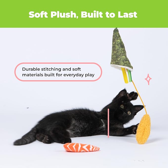 Best Pet Supplies Catify Interactive Cat Toy with Catnip - Sushi Rolls Set - Image 4