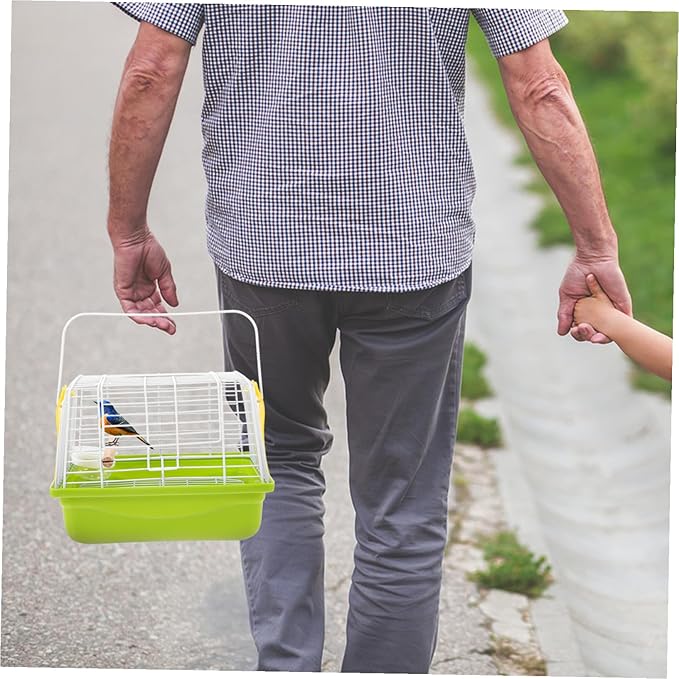 Portable Metal Bird Carrier Cage with Comfortable Handle Breathable Wire Structure for Parrots and Parakeets Lightweight Travel Cage for Outdoor Trips and Car Seat Use Easy to