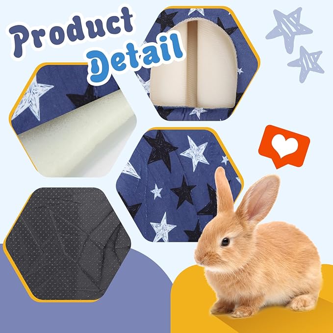2-Pack Guinea Pig Hideout with Tunnel, Warm Lightweight Small Animal Bed, Easy to Clean Guinea Pig Bed for Rabbits Hamsters Chinchillas